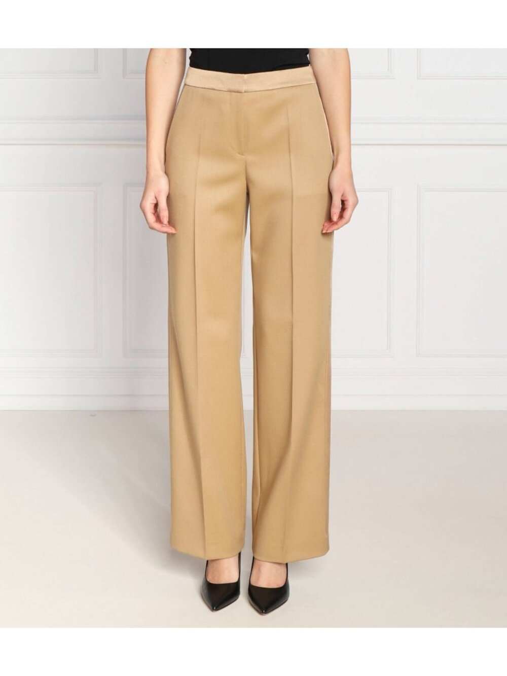 Boss Tackea Virgin Wool Tuxedo Trousers in Camel ( US 2 ) - Picture 2 of 10